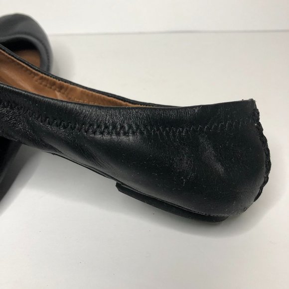Lucky Brand Comfy Black Leather Emmie Ballet Flats Feminine Classic Trending - Picture 5 of 10